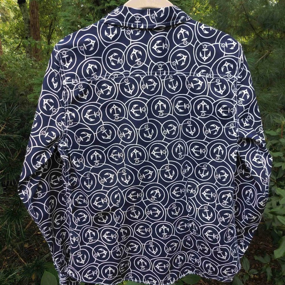 L.L. Bean Nautical Anchor Print Buttondown Top NWT - Picture 3 of 3